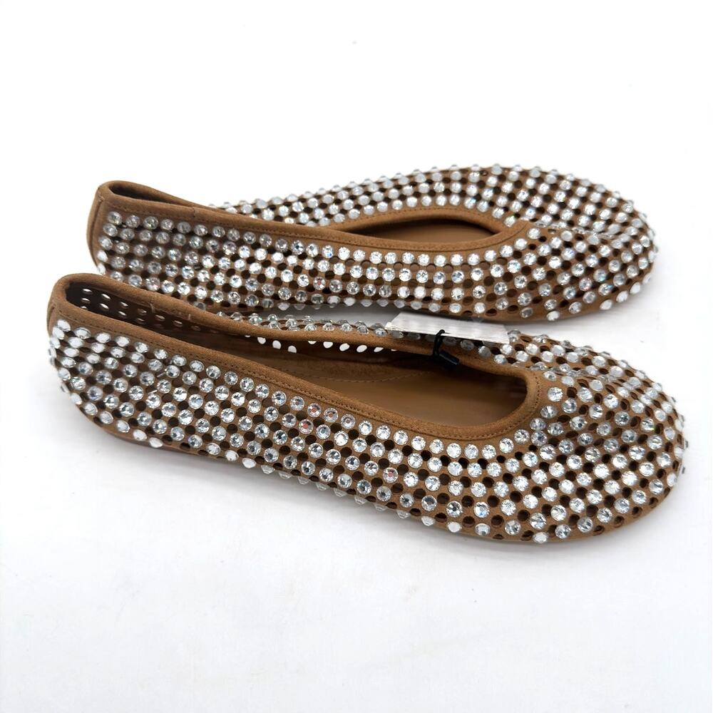 MNG Mango Glam Rhinestone Die Cut Ballet Casual Cream Elegant Flats EU 40 US 9 - Picture 3 of 8
